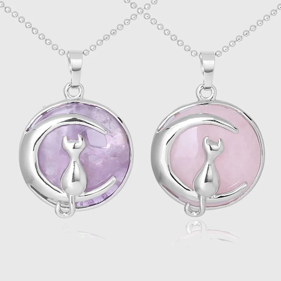 The Cat In The Moon Gemstone Necklace