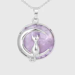 The Cat In The Moon Gemstone Necklace