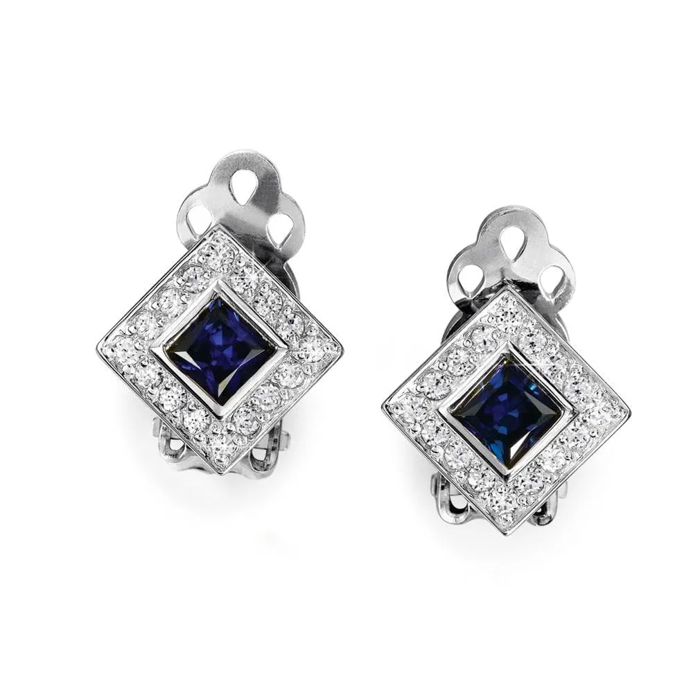 Tru-Sapphire Shimmering Clip On Earrings