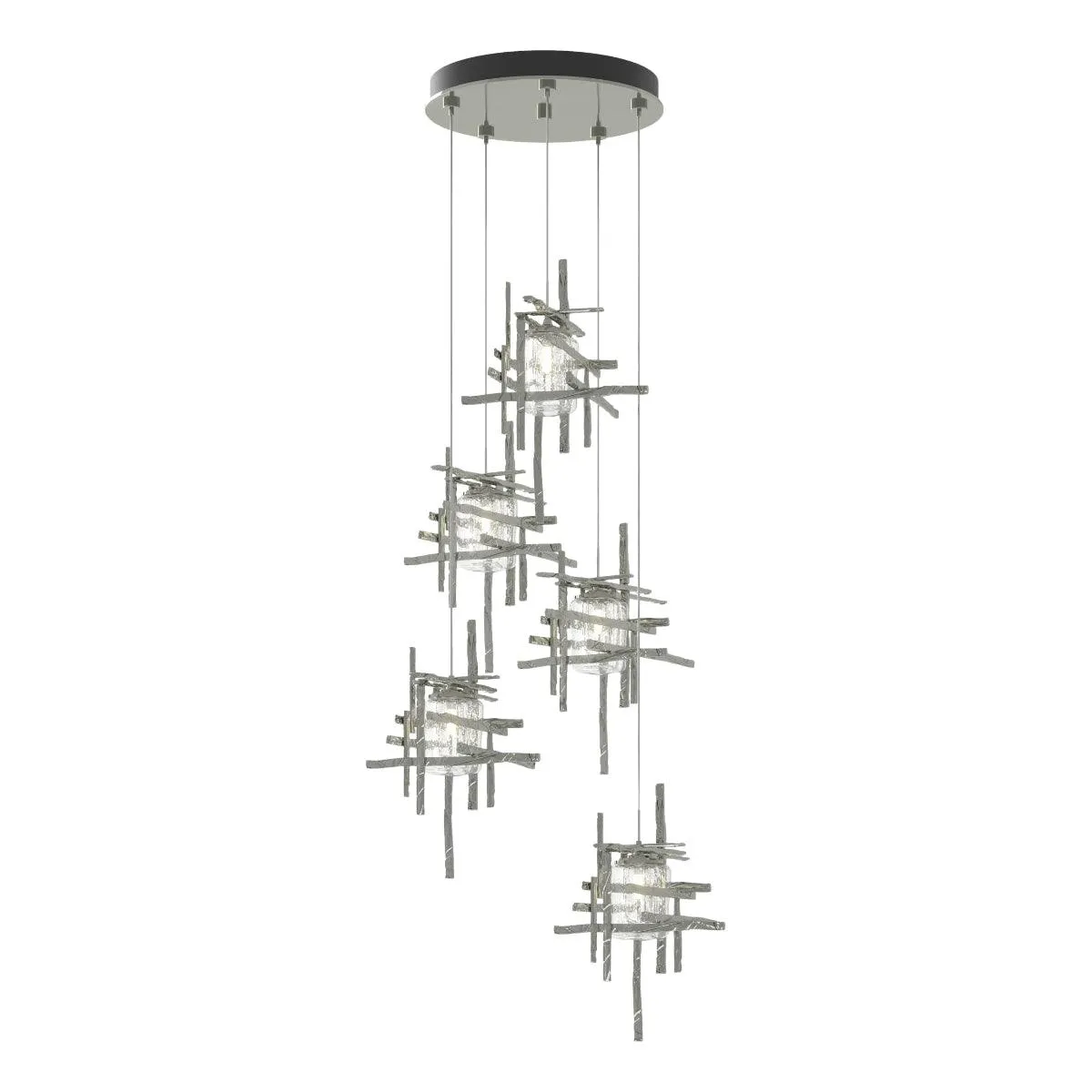 Tura 5 lights Pendant Light with Standard Height Seeded Glass