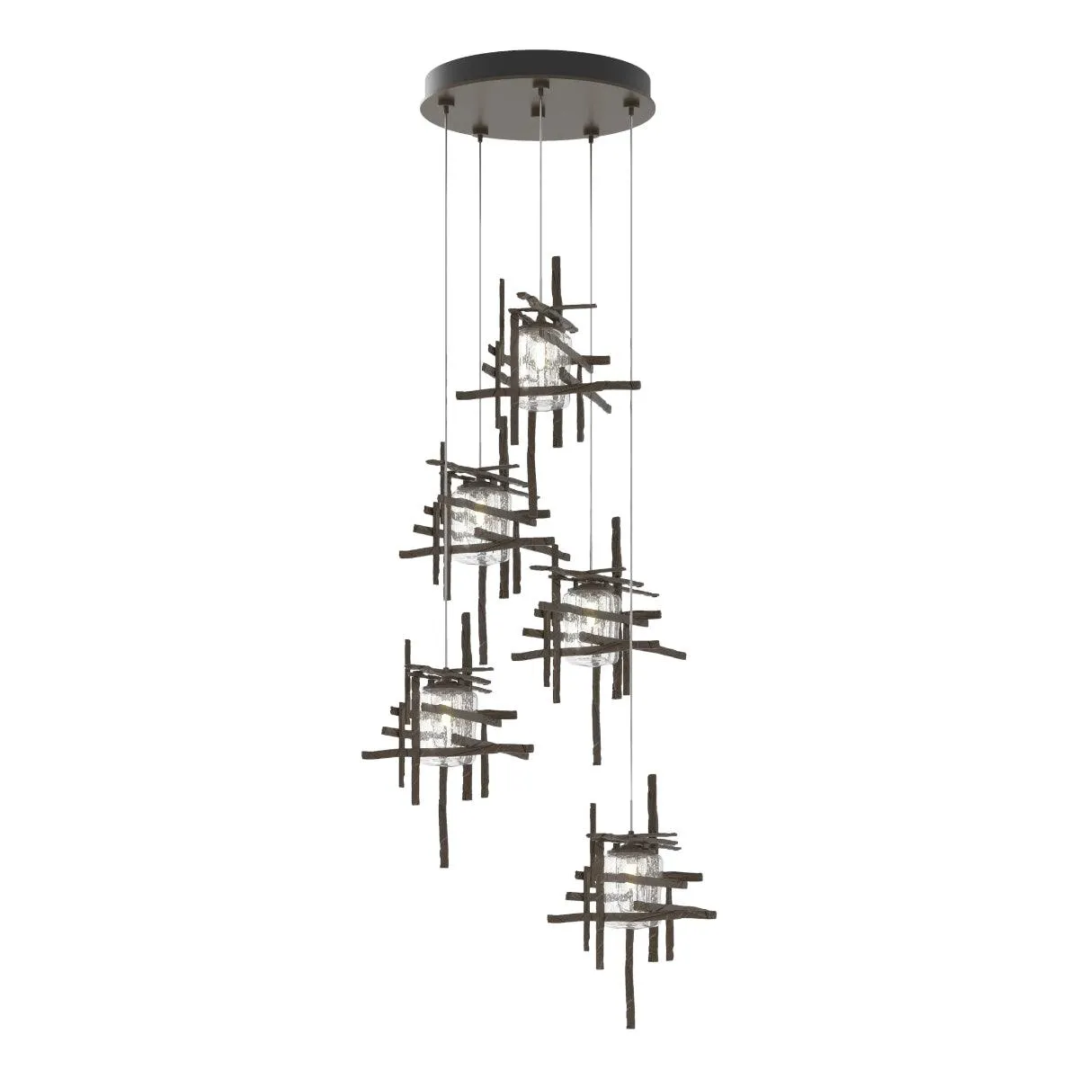 Tura 5 lights Pendant Light with Standard Height Seeded Glass