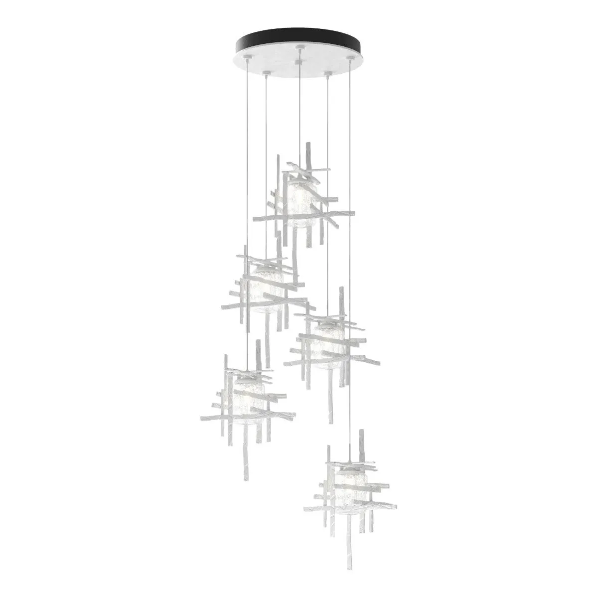 Tura 5 lights Pendant Light with Standard Height Seeded Glass