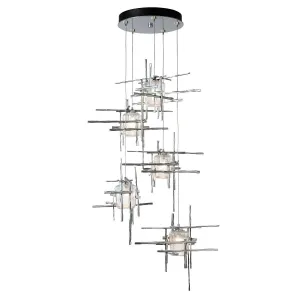 Tura 5 lights Pendant Light with Standard Height Seeded Glass