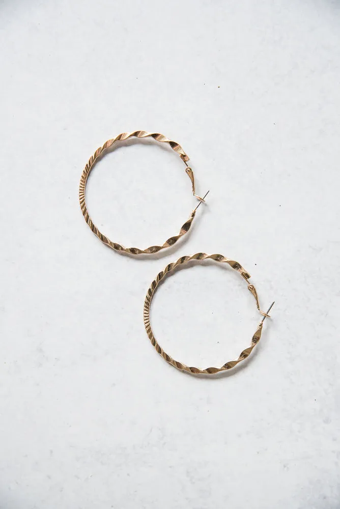 Twisted Gold Hoop Earrings [Online Exclusive]