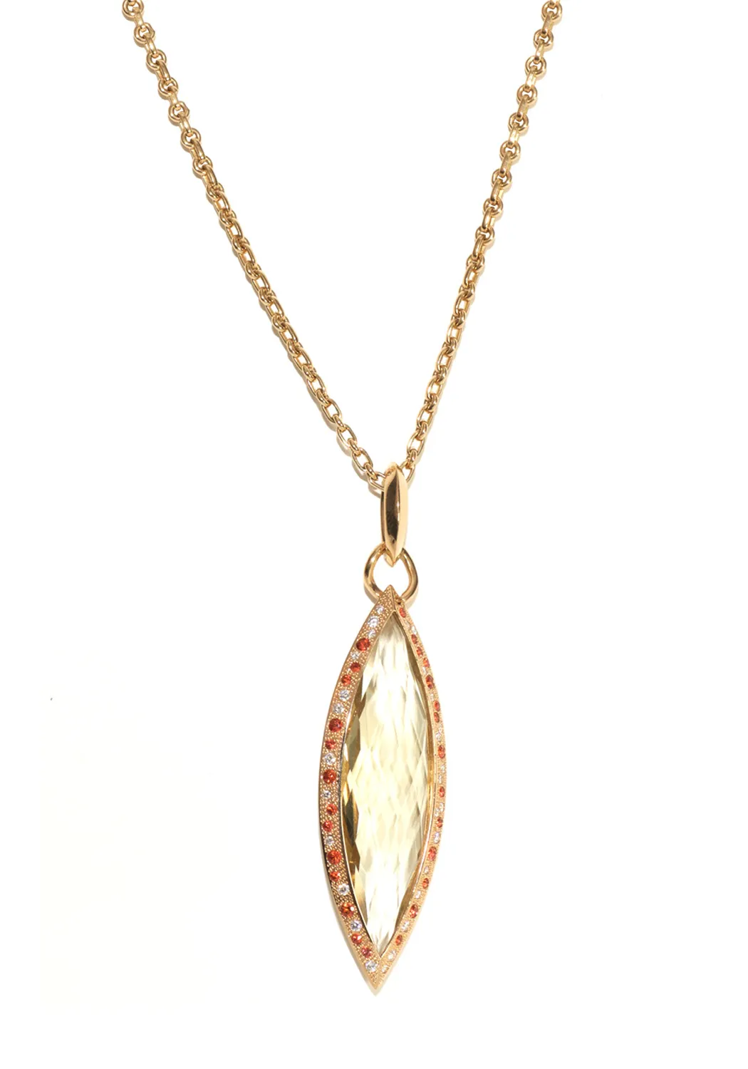 Valente Athena 18KRG Pink Sapphire & Lemon Quartz Pendant Necklace