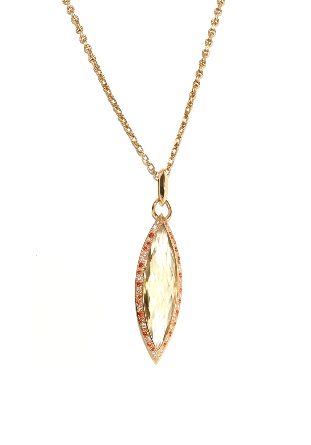 Valente Athena 18KRG Pink Sapphire & Lemon Quartz Pendant Necklace