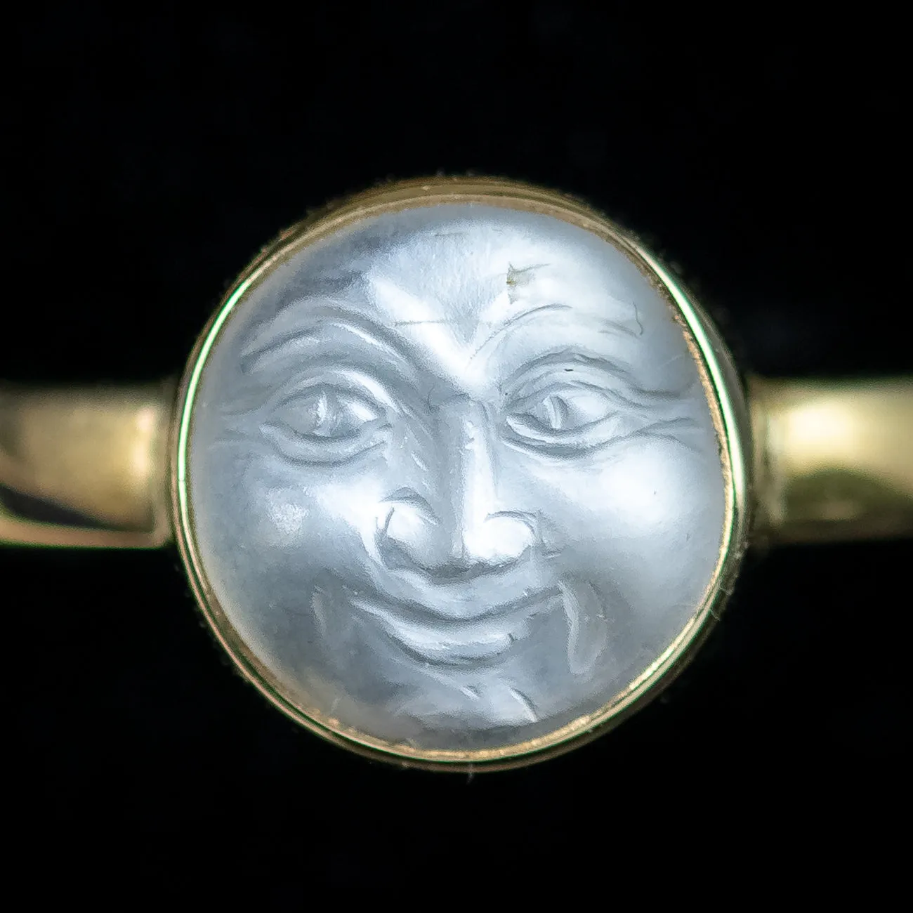 Victorian Style Man In The Moon Moonstone Ring