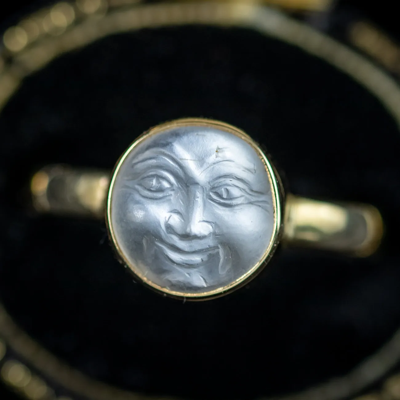 Victorian Style Man In The Moon Moonstone Ring