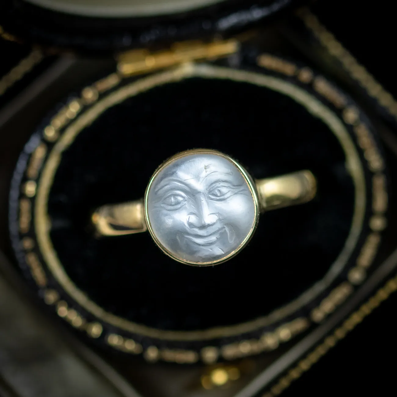 Victorian Style Man In The Moon Moonstone Ring