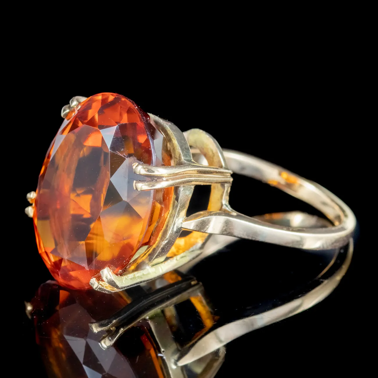 Vintage Citrine Cocktail Ring 18ct Gold 17ct Citrine