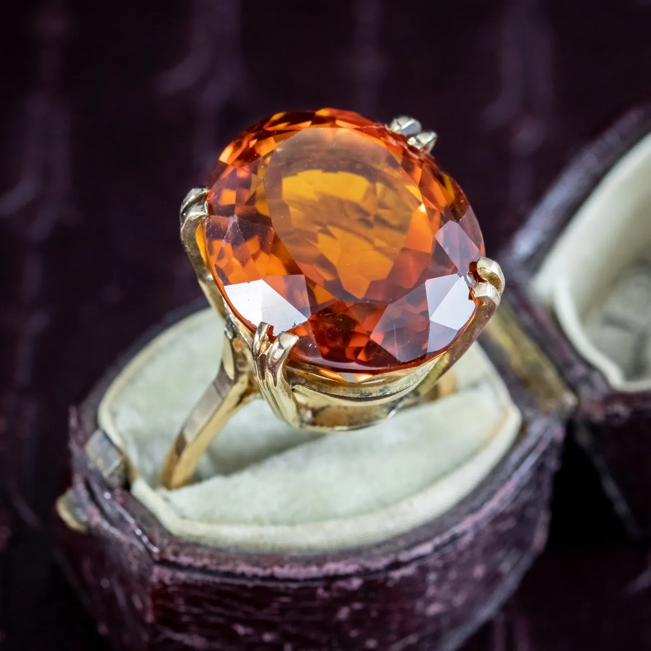 Vintage Citrine Cocktail Ring 18ct Gold 17ct Citrine