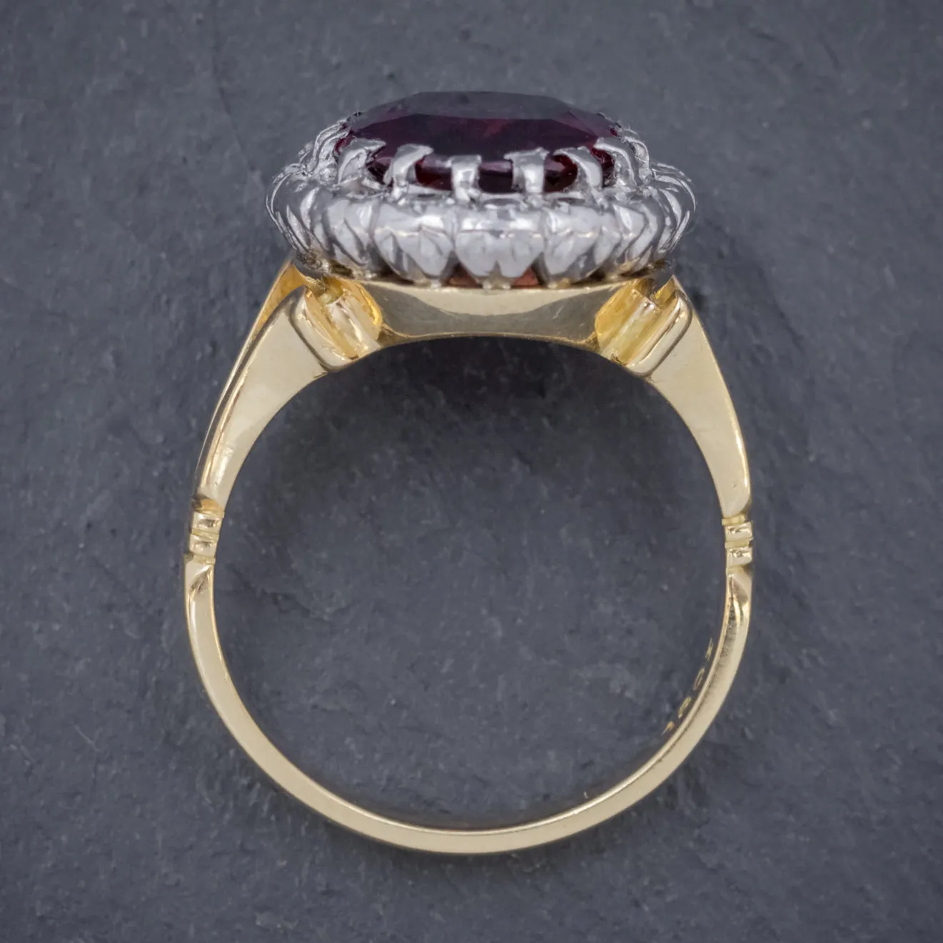 Vintage Garnet Diamond Cluster Ring 18Ct Gold 5Ct Garnet