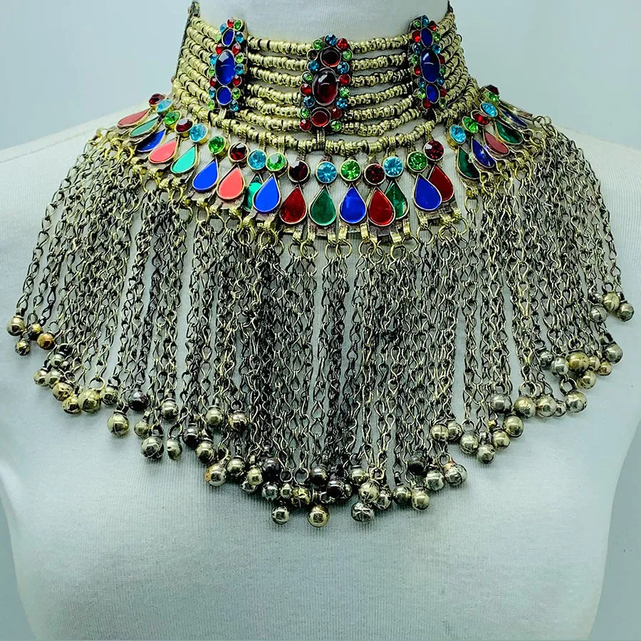 Vintage Long Bells Tribal Necklace