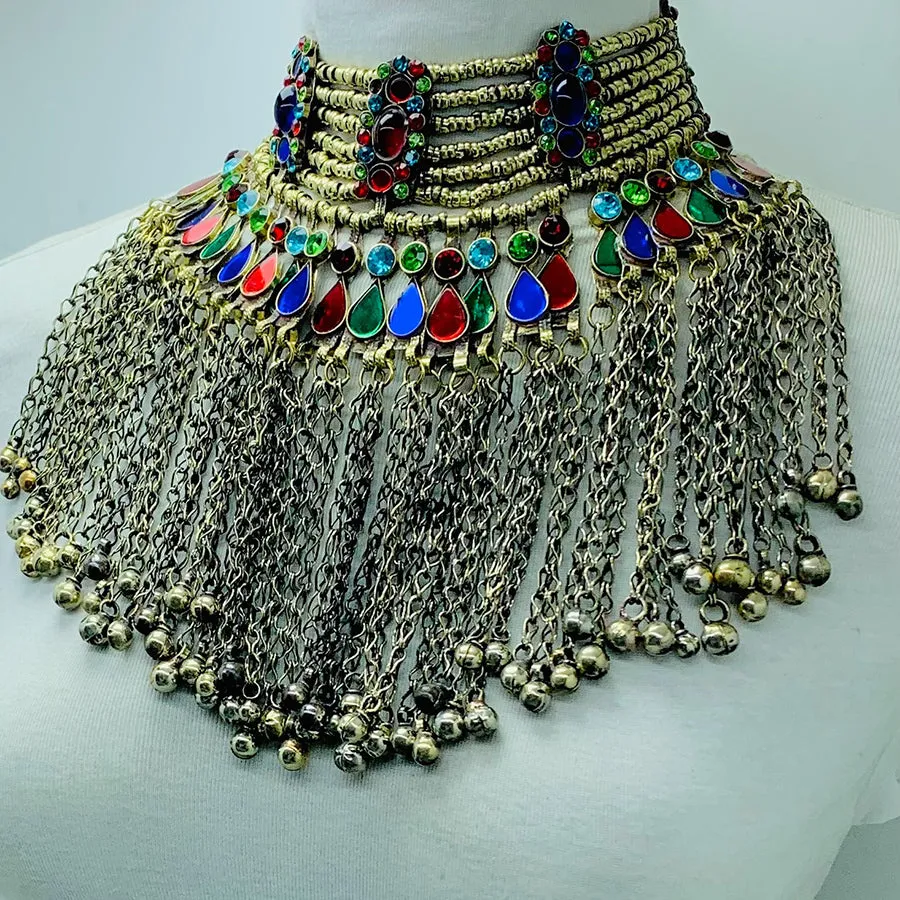 Vintage Long Bells Tribal Necklace