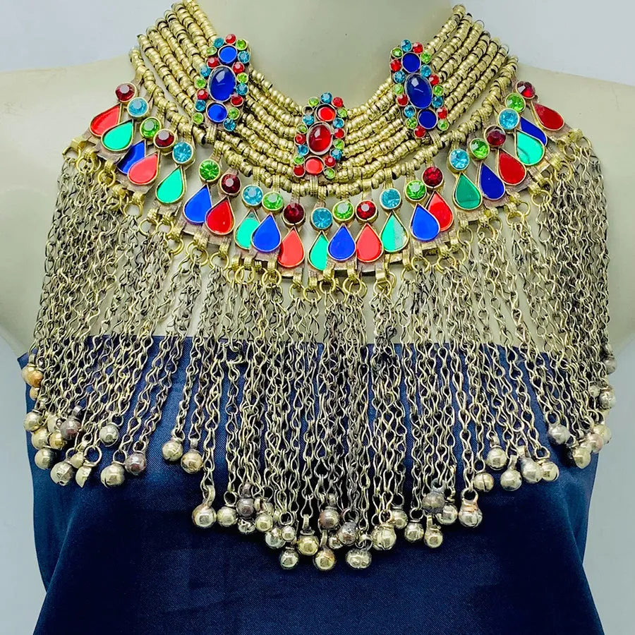 Vintage Long Bells Tribal Necklace