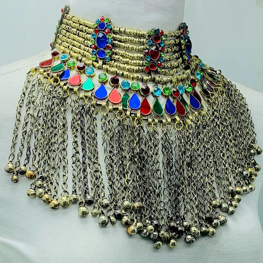 Vintage Long Bells Tribal Necklace