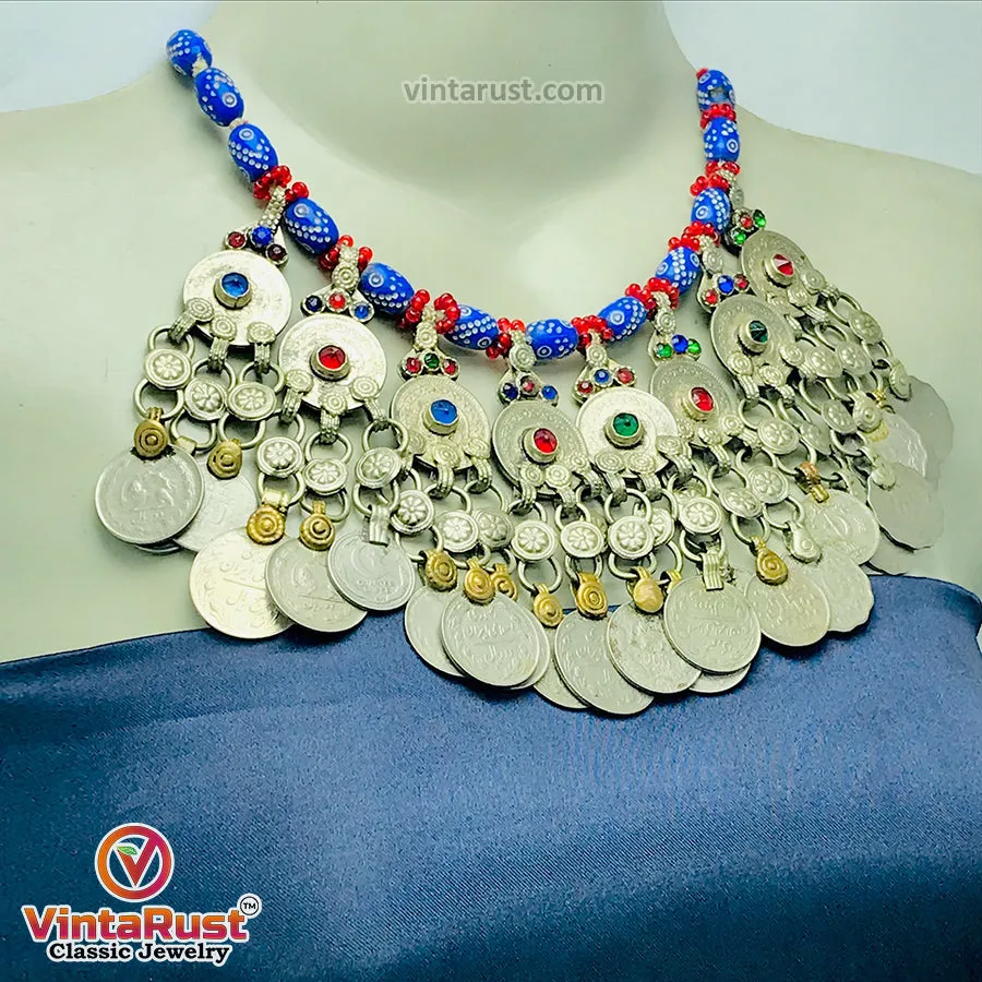 Vintage Massive Tribal Coins Choker Necklace