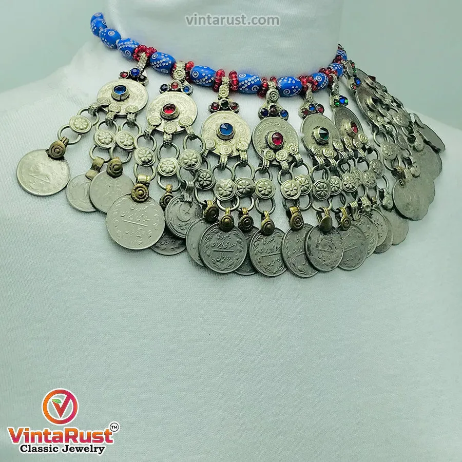 Vintage Massive Tribal Coins Choker Necklace