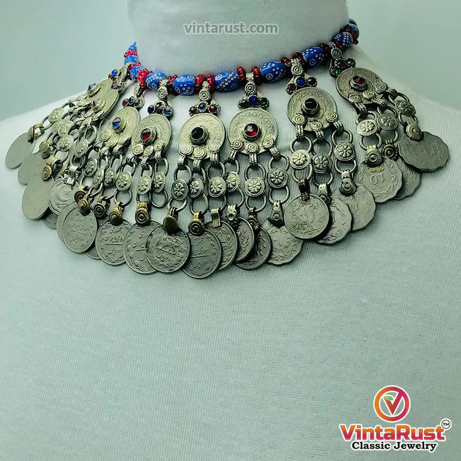 Vintage Massive Tribal Coins Choker Necklace