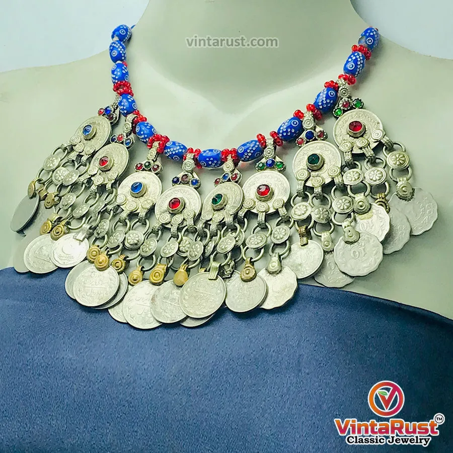 Vintage Massive Tribal Coins Choker Necklace