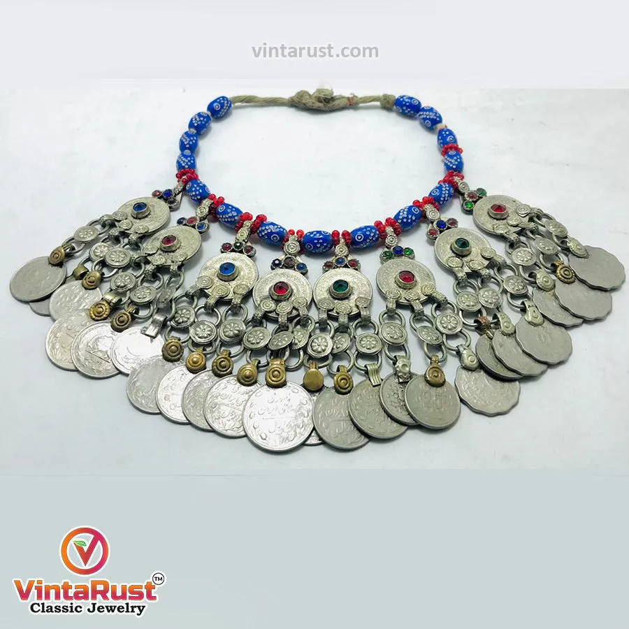 Vintage Massive Tribal Coins Choker Necklace