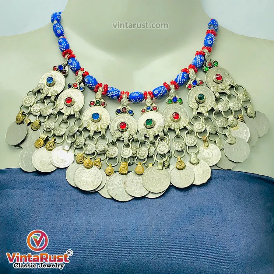 Vintage Massive Tribal Coins Choker Necklace