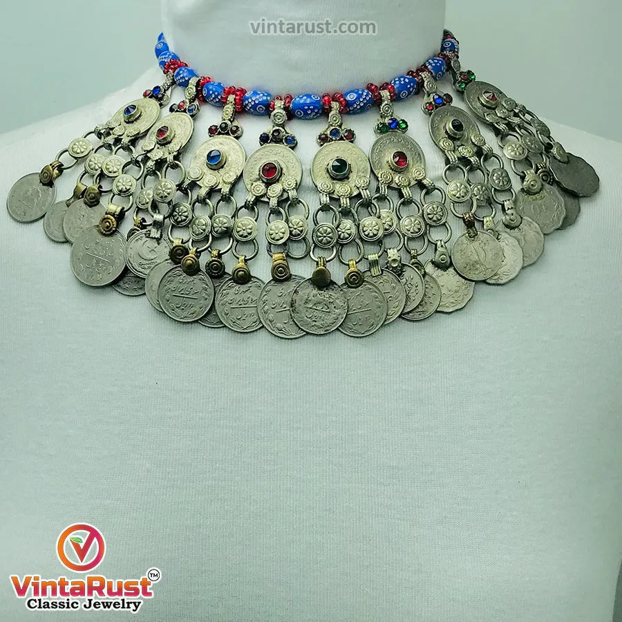 Vintage Massive Tribal Coins Choker Necklace