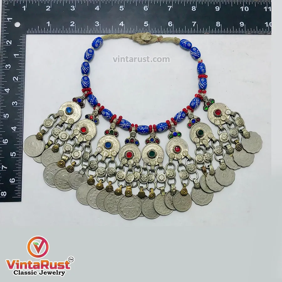 Vintage Massive Tribal Coins Choker Necklace