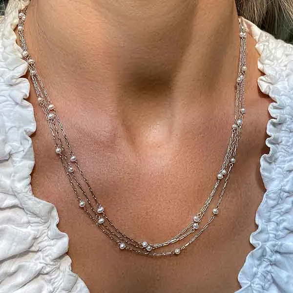 Vintage Pearl Chain Necklace