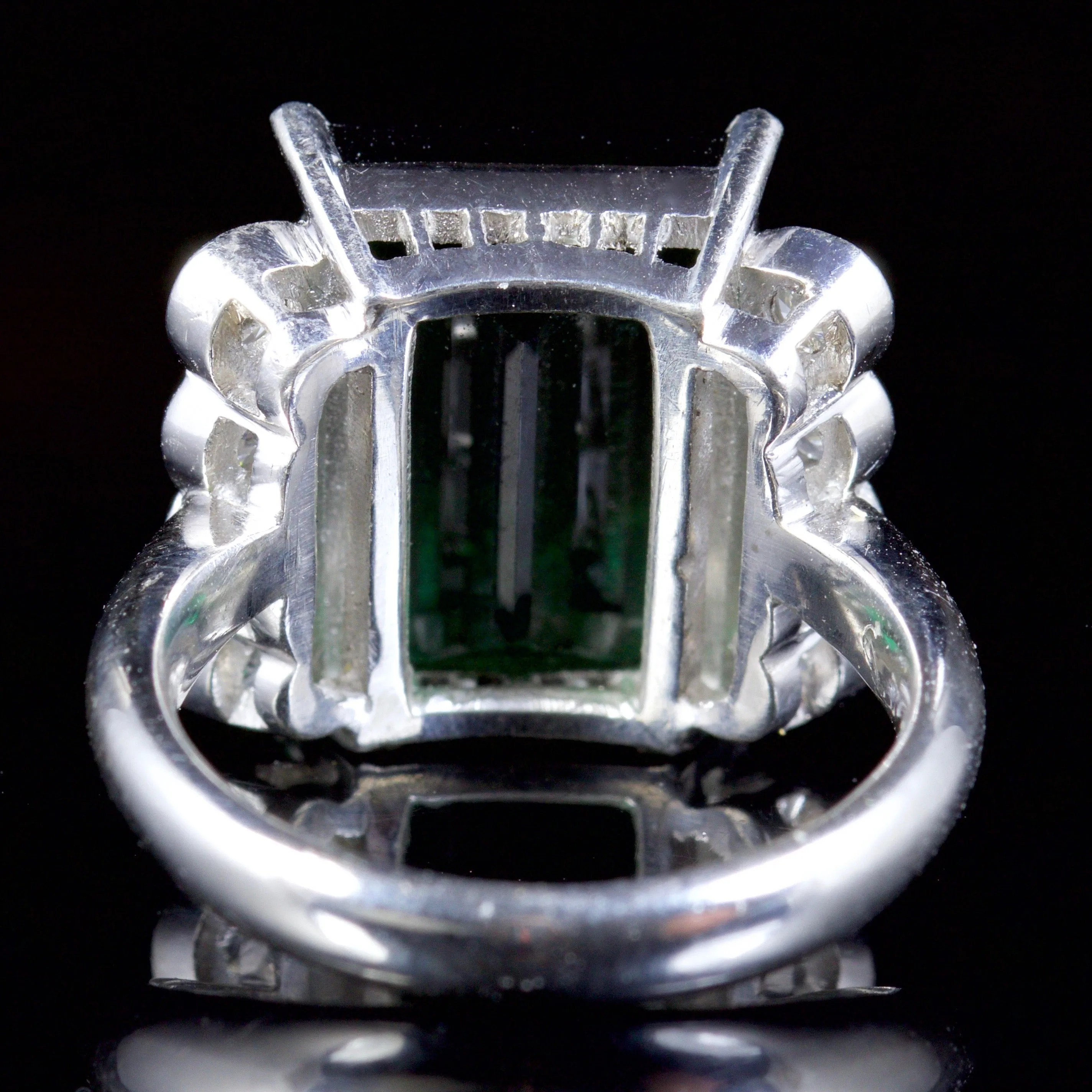 Vintage Platinum Tourmaline Diamond Ring 7.6Ct Tourmaline 