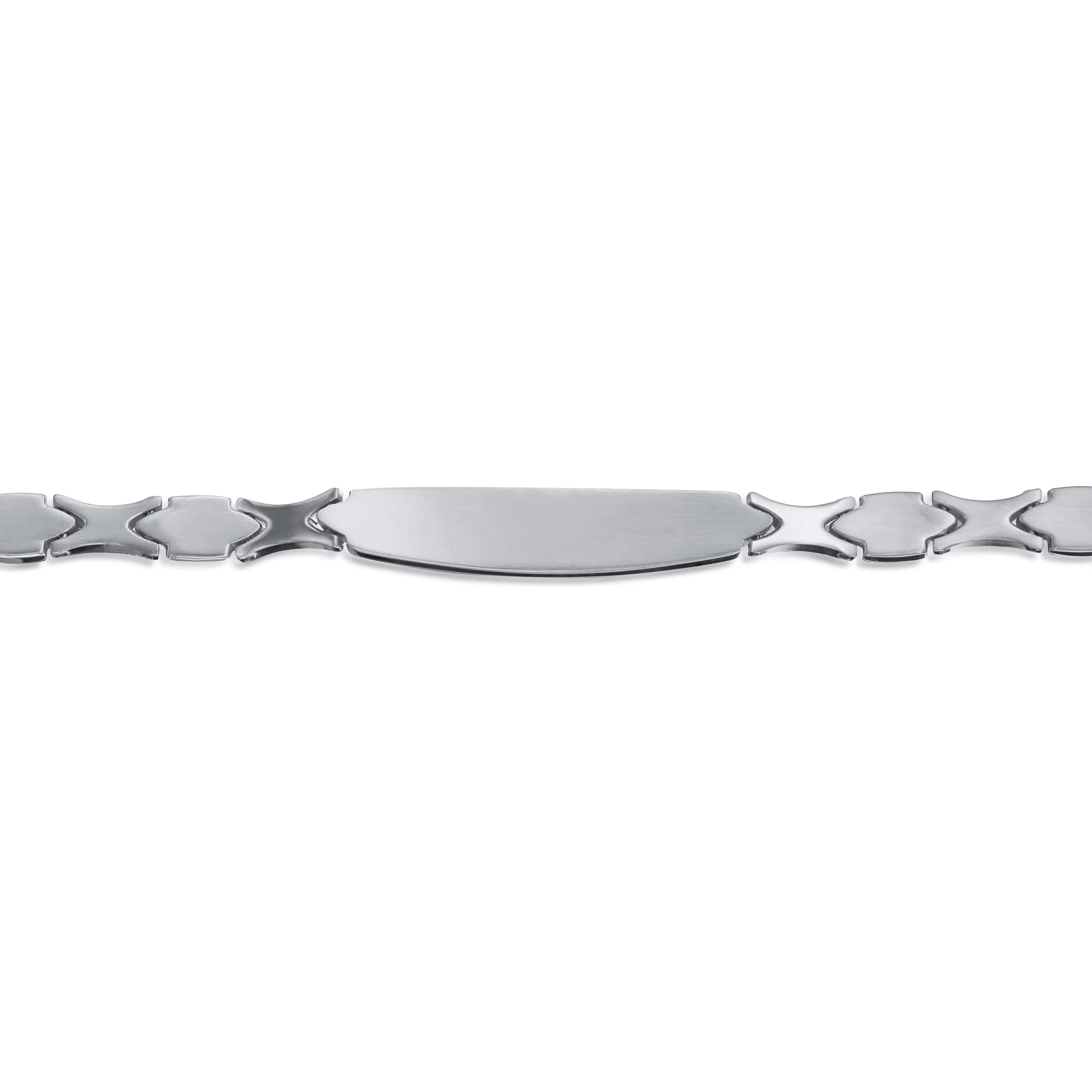 Western Leaf Link Chain Red ID Bracelet for Men Silver Stainless Steel 7.5 Inch