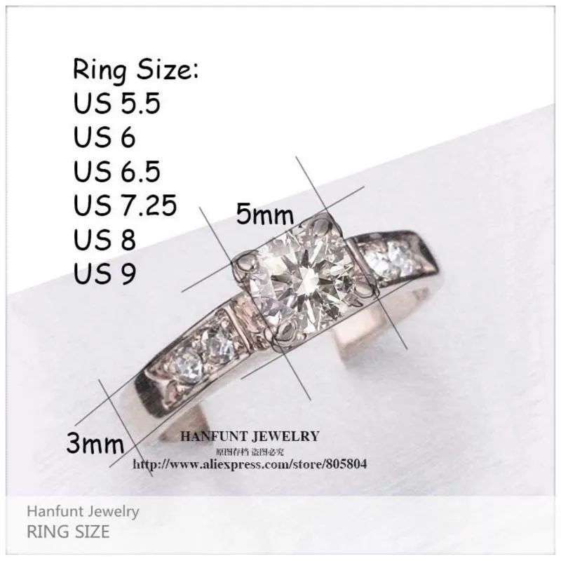 Zirconia Diamond Forever 18K Gold Plated Solitaire Rhinestones Lovers Ring For Women